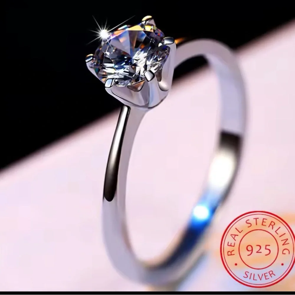 1 Ct Solitaire Ring Round Brilliant Cut Simulated Diamond,‎ Size 8.5 NEW
